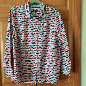 Top, Talbots Petites Heart Print Cotton Blouse